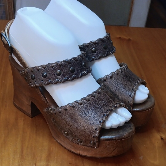 BedIstu Brown Leather Womens  Platform Sandals Size 7.5 - Picture 1 of 13
